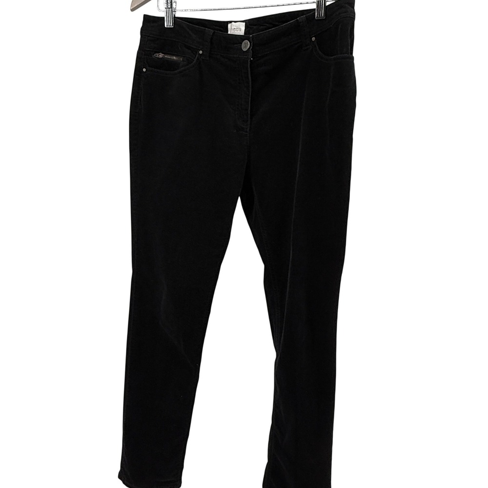 Chicos dark Black Corduroy‎ Pants Size 05 Regular Fit Zip Pocket Stretch